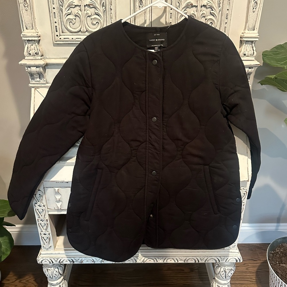 Lucky Brand NWT Quilted Jacket snap-front oversized sz M